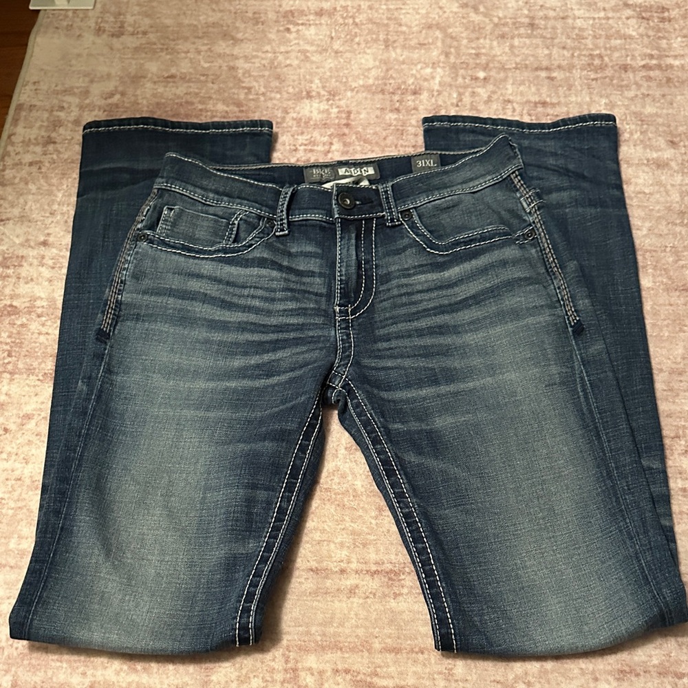 BKE Mens Bootcut Jeans - Dark Blue Wash